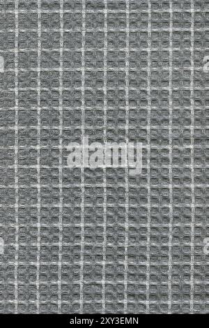 Grey White Natural Organic Cotton Large Honeycomb Waffle Weave Towel Fabric Texture Pattern Detail, Large Detailed Vertical Textured Background Macro Stock Photo