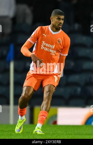 Ashley Fletcher of Blackpool during the Carabao Cup match Blackburn Rovers vs Blackpool at Ewood Park, Blackburn, United Kingdom, 27th August 2024  (Photo by Craig Thomas/News Images) Stock Photo