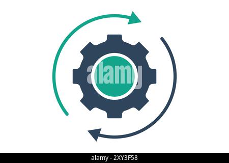 Operation icon. solid icon style. gear with arrow. icon related to efficiency. productivity elements vector illustration Stock Vector