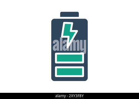 Battery icon. solid icon style. icon related to efficiency. productivity elements vector illustration Stock Vector