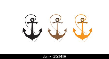 Anchor vector logo icon helm Nautical maritime boat illustration Stock Vector