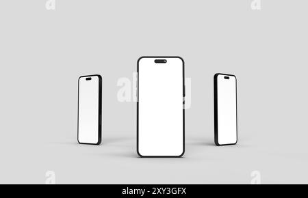 smartphone mobile phone device white isolated mock up empty display template blank business advertisement sale promotion product campaign technology s Stock Photo