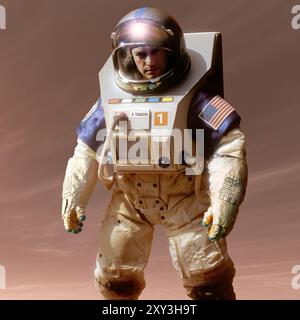 Illustration of a Mars astronaut. Stock Photo