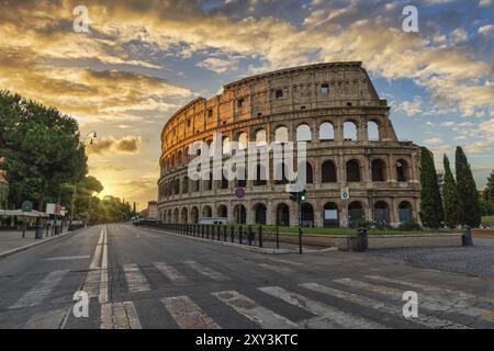 Rome Italy, sunrise city skyline at Rome Colosseum Stock Photo