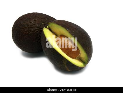 Two fresh avocados isolated on white background Stock Photo