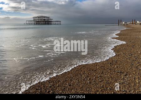 BRIGHTON, EAST SUSSEX/UK, JANUARY 3 : View of the derelict West Pier in Brighton East Sussex on January 3, 2019 Stock Photo