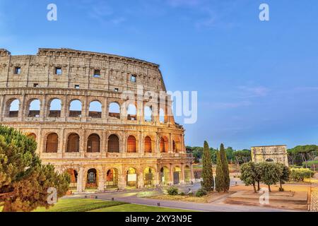 Rome sunrise city skyline at Rome Colosseum (Roma Coliseum), Rome, Italy, Europe Stock Photo