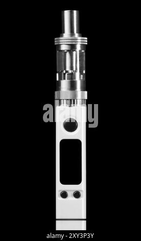 White electronic cigarette, isolated on black background Stock Photo ...