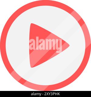 Red play icon. Metallic play icon. Stock Vector