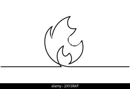 Continuous editable drawing of fire icon. Flame symbol in one line ...