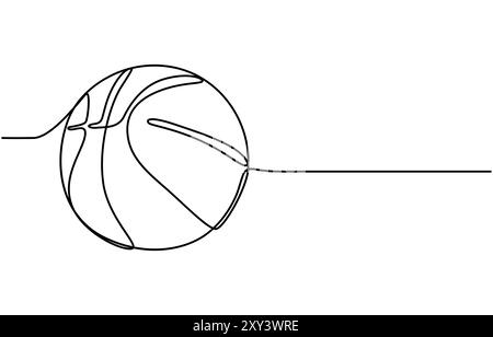 Basketball Continuous Line Icon, Basketball Continuous Line Illustration, Orange Basketball ball illustration in a white background For assembly Stock Vector