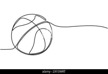 Basketball Continuous Line Icon, Basketball Continuous Line Illustration, Orange Basketball ball illustration in a white background For assembly Stock Vector