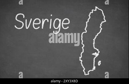 Sweden map drawn on chalkboard. Chalk and blackboard Stock Photo