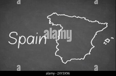 Spain map drawn on chalkboard. Chalk and blackboard Stock Photo