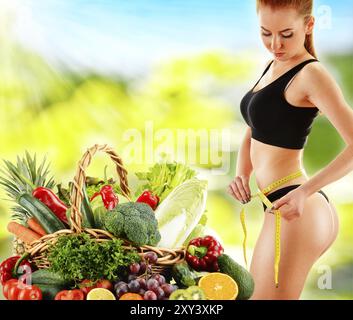 Dieting. Balanced diet based on raw organic vegetables Stock Photo