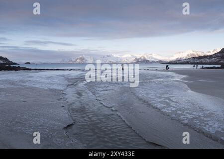 Winter landscape in the Lofoten Islands, Norway, Europe Stock Photo