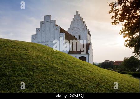 Elmelunde Church on the island of Moen, Denmark. The church is famous for its late medieval frescoes. The Elemelunde church on the island Moen, Denmar Stock Photo