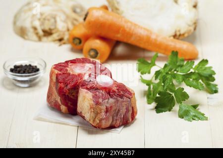 Raw oxtail with ingredients Stock Photo