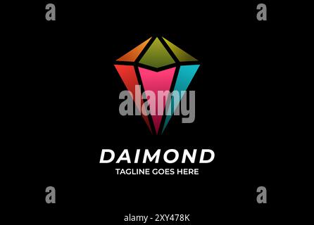 Simple Minimalist Geometric Diamond Gem Stone Logo Design Vector Stock Vector