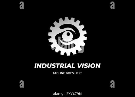 Industrial Auto Gear Cog Sprocket Chain Eye Camera Vision Logo Design Vector Stock Vector