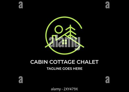 Initial Letter C for Cabin Cottage Chalet Line Monogram Logo Design Vector Stock Vector