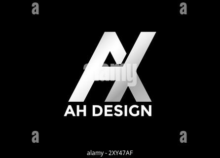 Simple Minimalist Silver Initial Letter AH HA AX XA Monogram Logo Design Vector Stock Vector