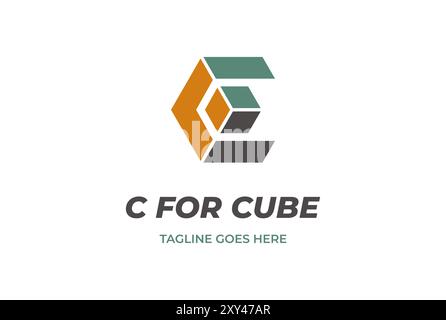 Simple Minimalist Geometric Initial Letter C for Cube Box Logo Design Vector Stock Vector