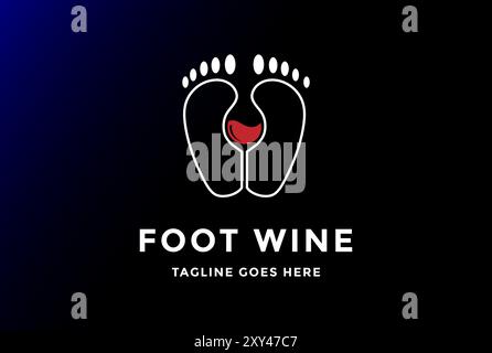 Simple Clever Beauty Foot Print with Wine Vodka Glass Logo Design Vector Stock Vector