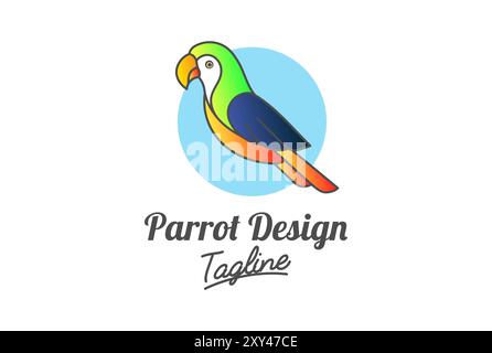 Colorful Parrot Bird Mascot Character Cartoon Logo Design Stock Vector
