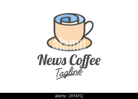 Paper Newspaper Coffee Cup Mug for Cafe Logo Design Vector Stock Vector