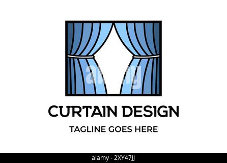 Simple Modern Curtain Drape Window Logo Design Vector Stock Vector