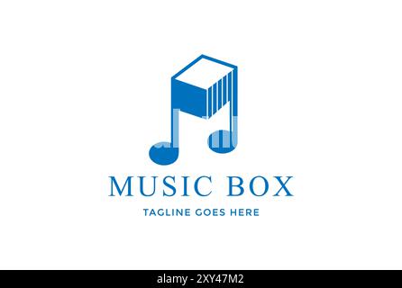 Simple Minimalist Music Key Note Box Cube Logo Design Vector Stock Vector