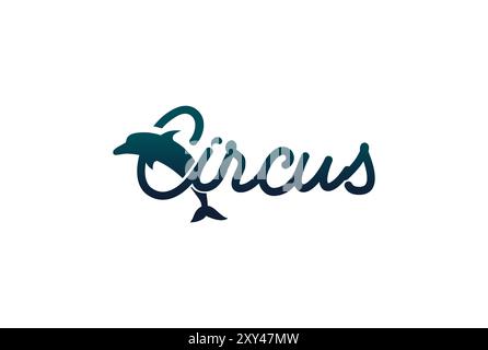 Circus Letter Text Type Font Word Lettering with Dolphin Logo Design Vector Stock Vector