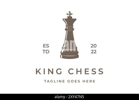Vintage Retro King Chess Game Sport Logo Design Vector Stock Vector