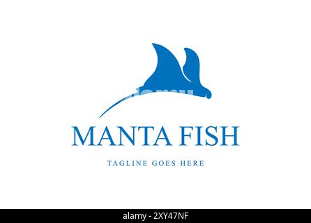 Silhouette of Ocean Manta Ray Fish Logo Design Vector Stock Vector