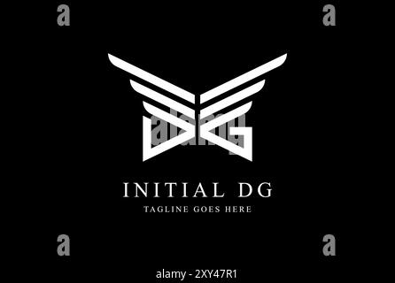 Initial Letter DG with Wing Bird Line Monogram Logo Design Vector Stock Vector