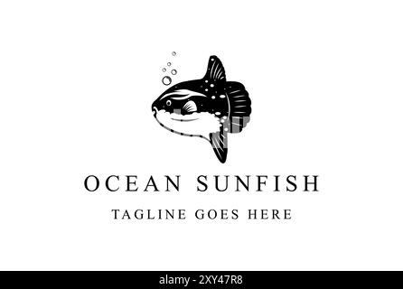 Swimming Ocean Sun Fish with Water Bubble Logo Design Vector Stock Vector
