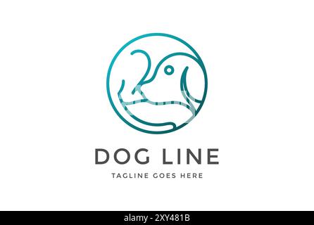 Circle Circular Cute Pet Dog Monogram Logo Design Stock Vector