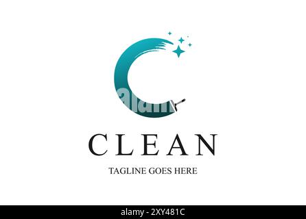 Initial Letter C with Window Glass for Clean Cleaning Cleaner Logo Design Vector Stock Vector