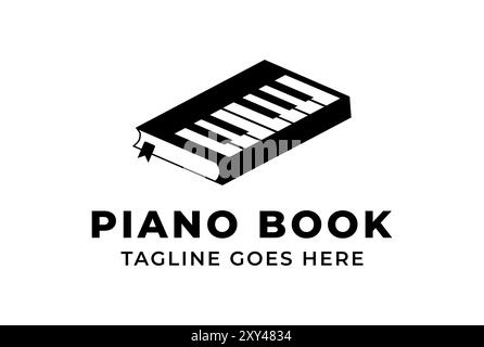 Retro Vintage Book with Piano Key Music Instrument Logo Design Vector Stock Vector