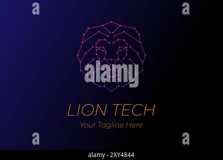 Futuristic Lion Head Tech Electric Circuit board Logo Design Vector Stock Vector