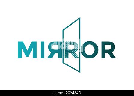 Blue Mirror Text Type Font Word Letter Lettering Typography Logo Design Stock Vector