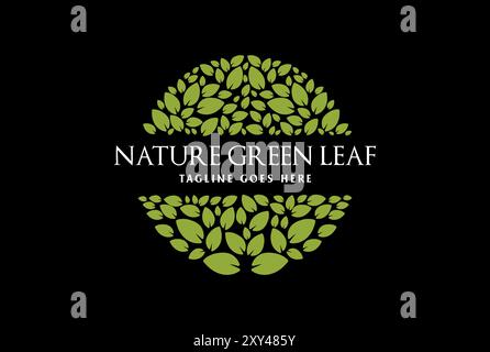 Circle Circular Nature Green Leaf Leaves Foliage Logo Design Vector Stock Vector