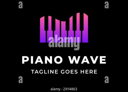 Modern Wave Piano Key Music Instrument Logo Design Vector Stock Vector