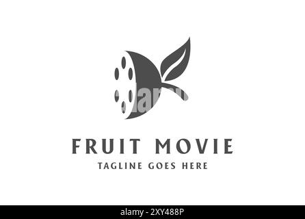 Lemon Lime Slice with Film Reel for Movie Cinema Logo Design Vector Stock Vector