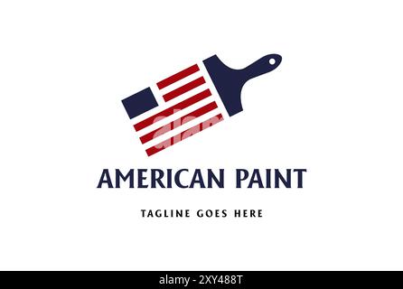 Simple Minimalist US American Flag with Brush Paint Logo Design Vector Stock Vector