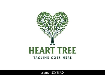 Heart Love Tree of Life for Education Charity Foundation Logo Design Vector Stock Vector