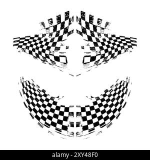 Grunge checkered race flags set Stock Vector