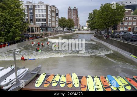 Surfing facility in the city centre of Rotterdam, Rif010, supposedly the world's first wave facility for surfers in a city, in the Steigersgracht, a 1 Stock Photo