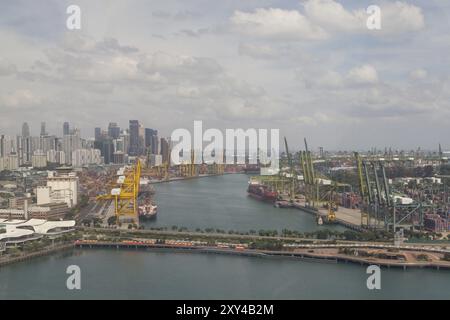 Singapore, Singapore, February 02, 2015: Aerial view of the container terminal, Asia Stock Photo